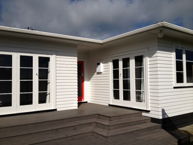 landscape freshly painted residential house exterior